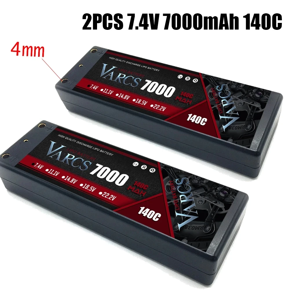 Bater&iacute;a VARCS 2S Lipo 7,4 V, 8400mah, 7000mah, 6500mAh, 5400mah, 130C, 140C, 120C, 140C, carcasa dura para RC1/8 /10, coche, Buggy, cami&oacute;n, barcos, 2 uds.-1