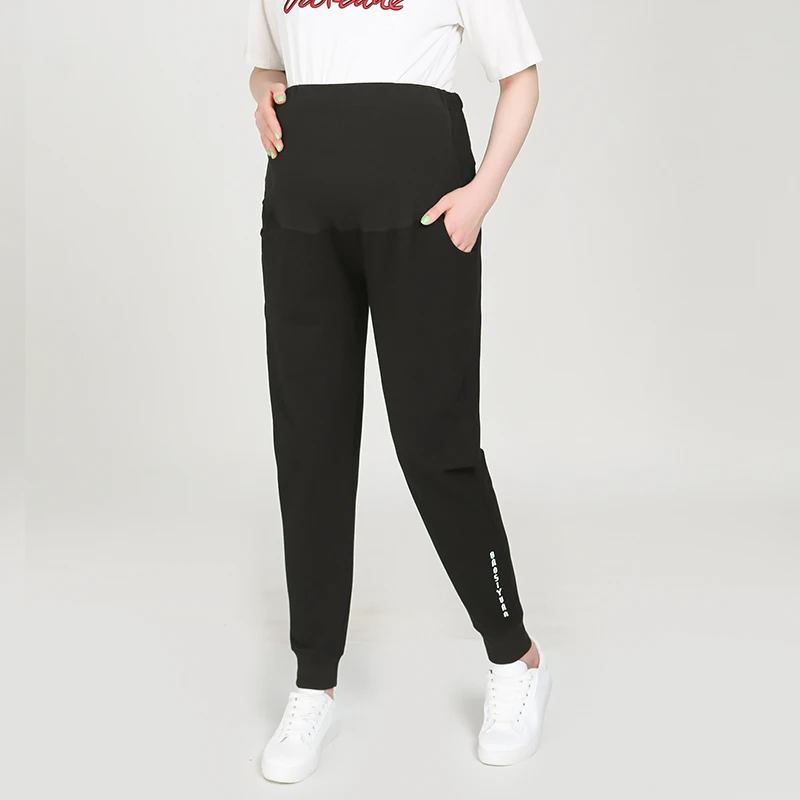 Спортивные брюки для беременных с высокой талией бархатные большого размера на