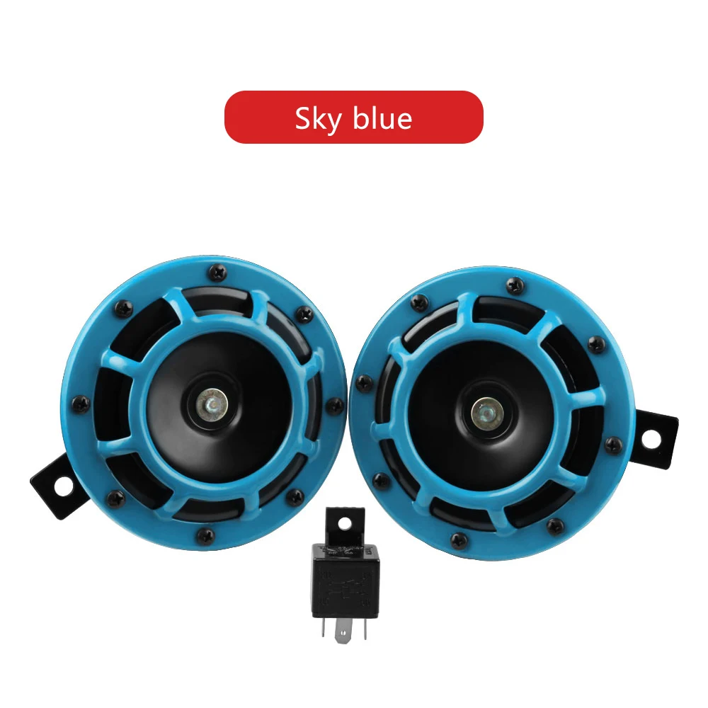 Sky Blue AOSHIKE громкий динамик алюминиевый сплав автомобильный Рог 12 В для грузовика мотоцикла рог бассейна высокое и низкое давление свисток рог с реле - Цвет: Sky Blue