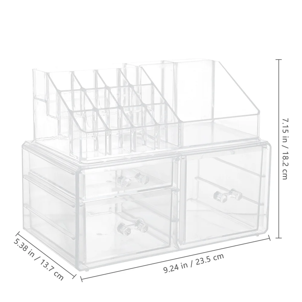 

1pc Cosmetic Storage Box Desktop Compartment Drawer Storage Case (Transparent)