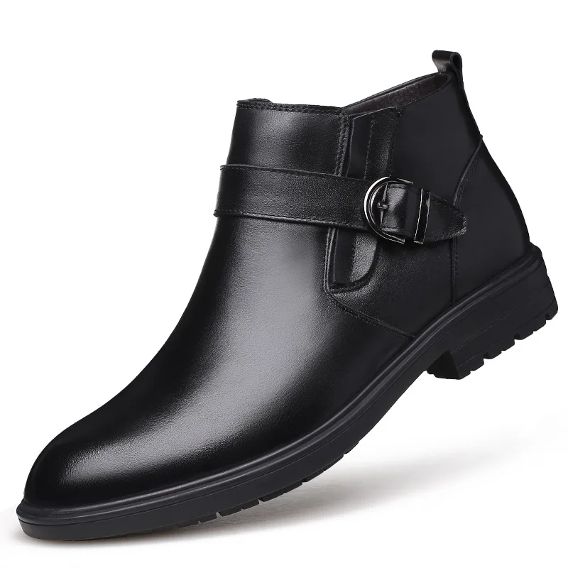 Мужские повседневные деловые зимние ботинки в британском стиле теплые хлопковые