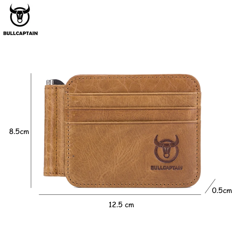 BULLCAPTAIN Leather Credit Card Holder Multi-Card Front Pocket Wallet With RFID Blocking Bi-fold business Leather Card Holder