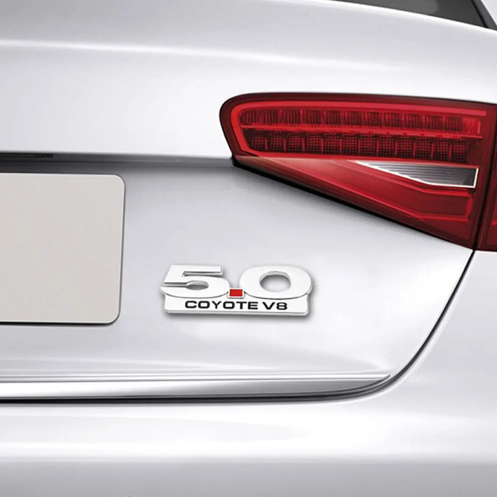 Car Sticker Rear Trunk Badge 3D Auto Decals Styling for 5.0 Coyote V8 TWIN Turbo Emblem For Ford Mustang v6 v8 gt500 350 Mondeo |
