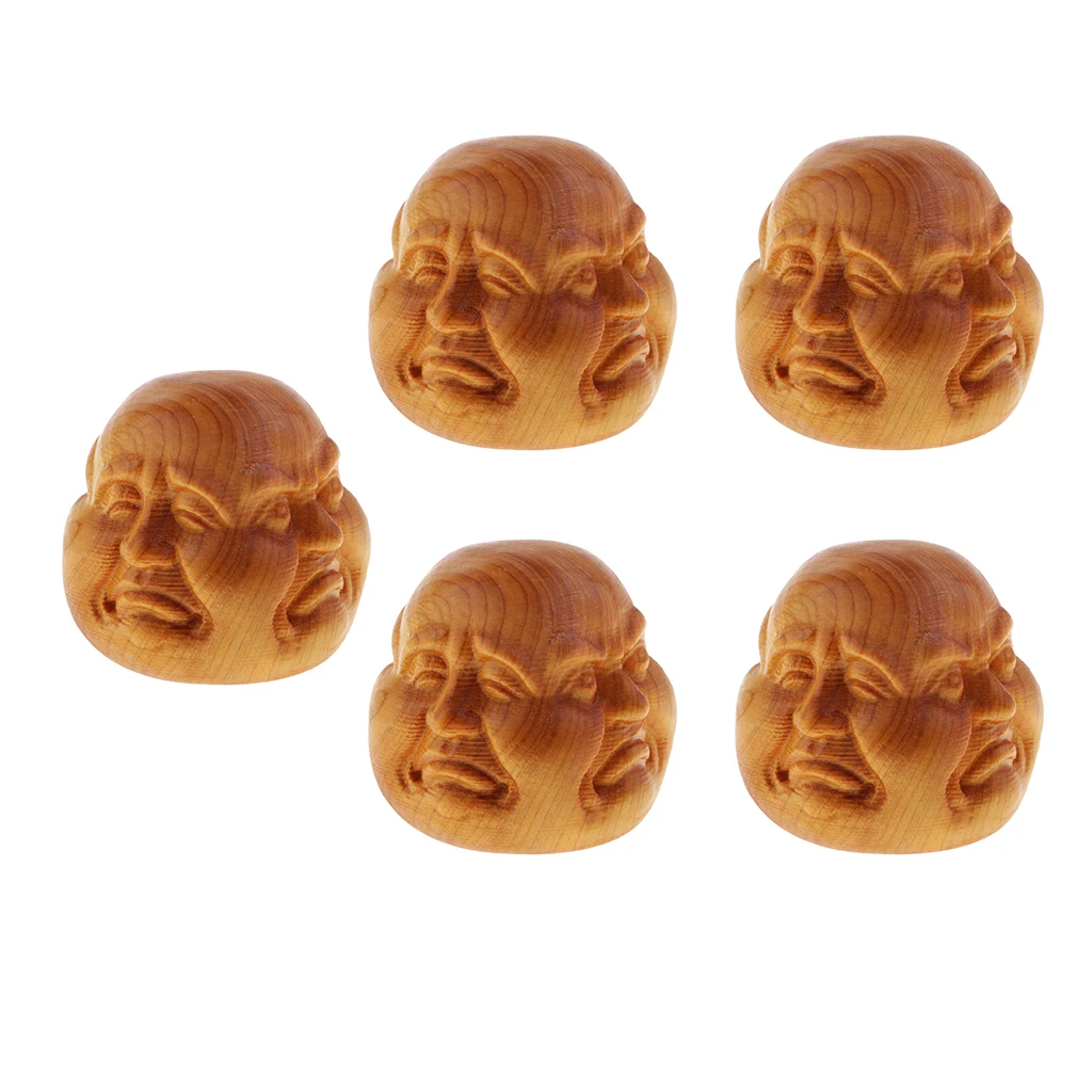 

5pcs Wooden Hand Carved Buddha Head Art Statue Sculpture Figurine Home Decor