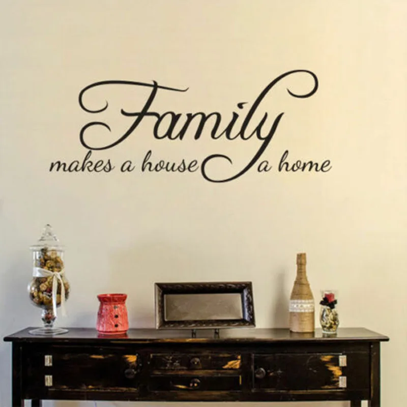 

Family Makes a House a Home Wall Sticker Family Home Quote Vinyl Removable Living Room Sofa Backround Decor Mural Decals A206