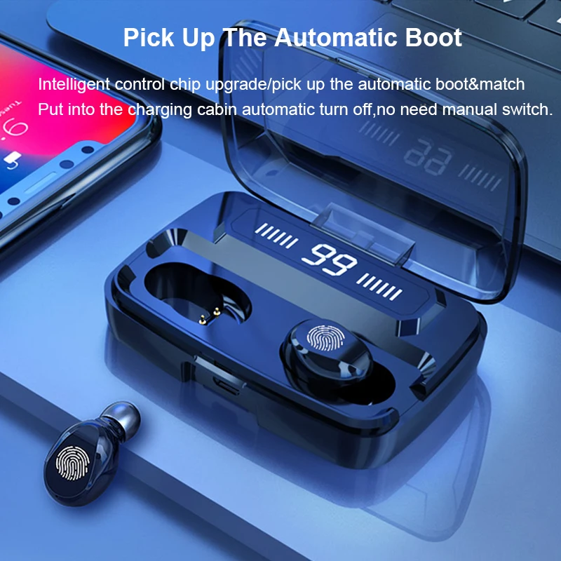 

Wireless Headphones TWS Bluetooth V5.0 Earphone Wireless Earbuds HiFi Stereo Headset Touch Control Wireless Earbuds for Phone