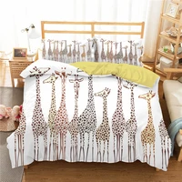 double bed coverlet bedding clothes cartoon giraffe printed home textiles with pillowcase bed linens king single size