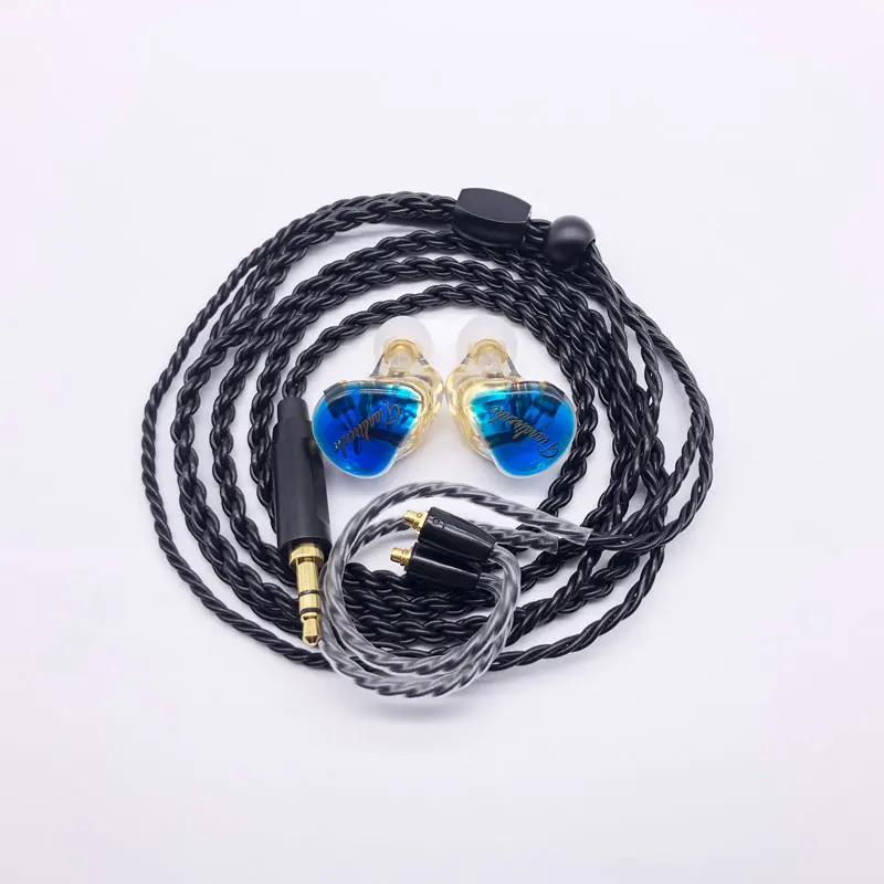 blue logo with cable Индивидуальный заказ MMCX наушники Шум шумоподавления в виде цветов, популярная наушников сменный спортивный гарнитура mmcx-кабель для Shure SE215 наушник - Цвет: blue logo with cable