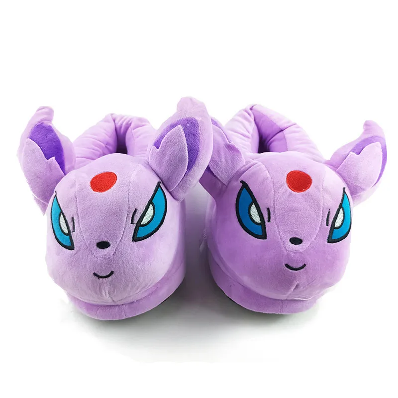 Espeon 28 см; серия аниме; Плюшевые тапочки; Bulbasaur Charmander; зимняя теплая Домашняя обувь для взрослых - Цвет: Espeon