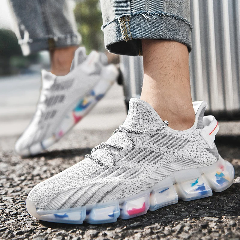 Мужские кроссовки для бега дышащие сетчатые корейский стиль удобная