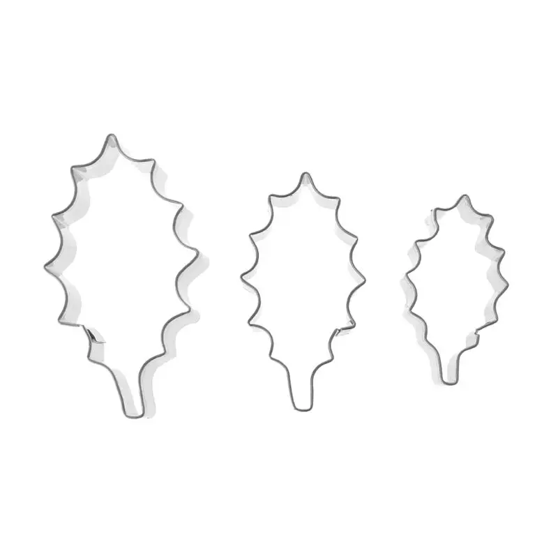 3pcs Stainless Steel Holly Leaf Cookie Cutter Christmas Biscuit Mould Mold DIY PXPC | Дом и сад