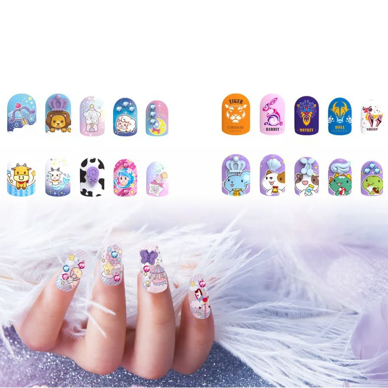 

Magic Nail Art Set Girl Creative 3D Children DIY Hand-Made Nail Stickers Play House Toys Makeup Toys For Girls Gift