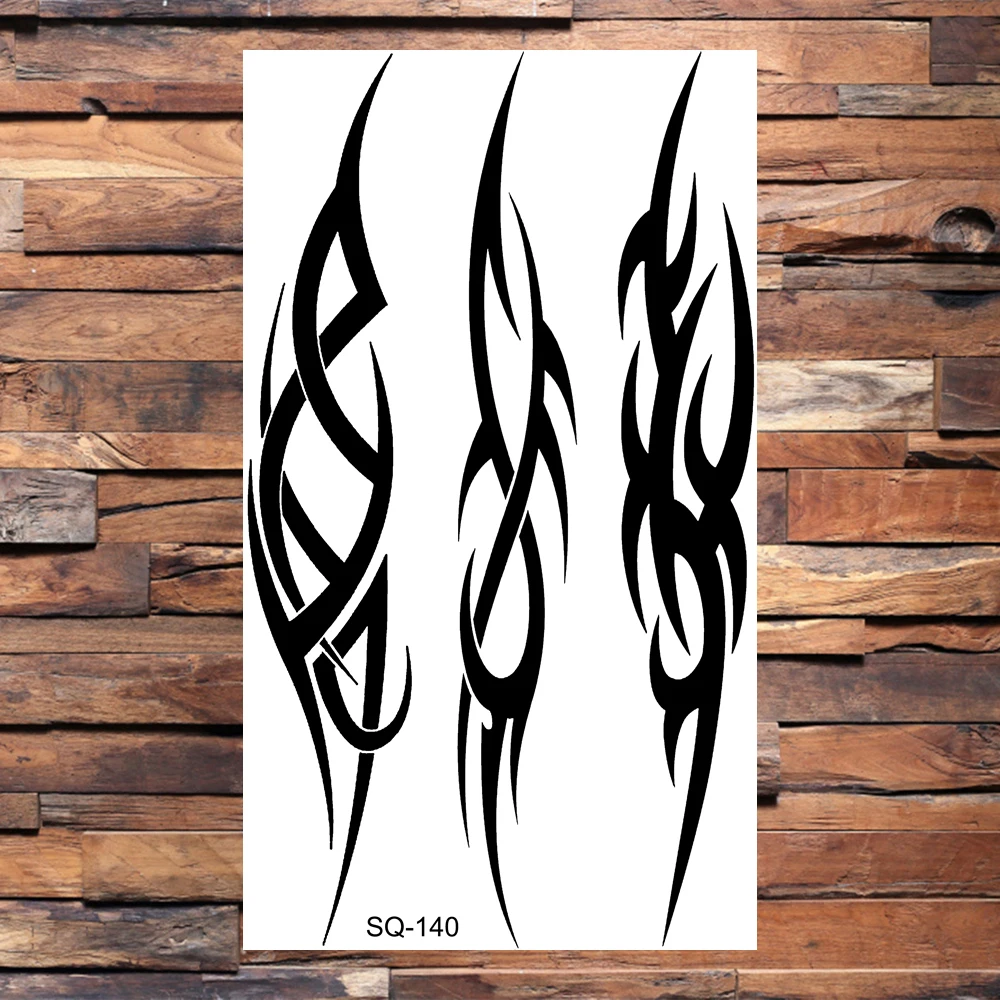 Временные татуировки для взрослых черные шипы тотем женщин волк Скорпион змея