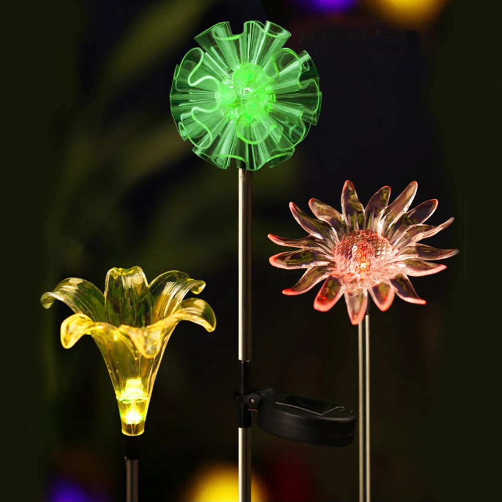 Outdoor Solar Garden Landscape Light Snowflake Sun Flower Lily Flower Solar Landscape Light Garden Decoration Light