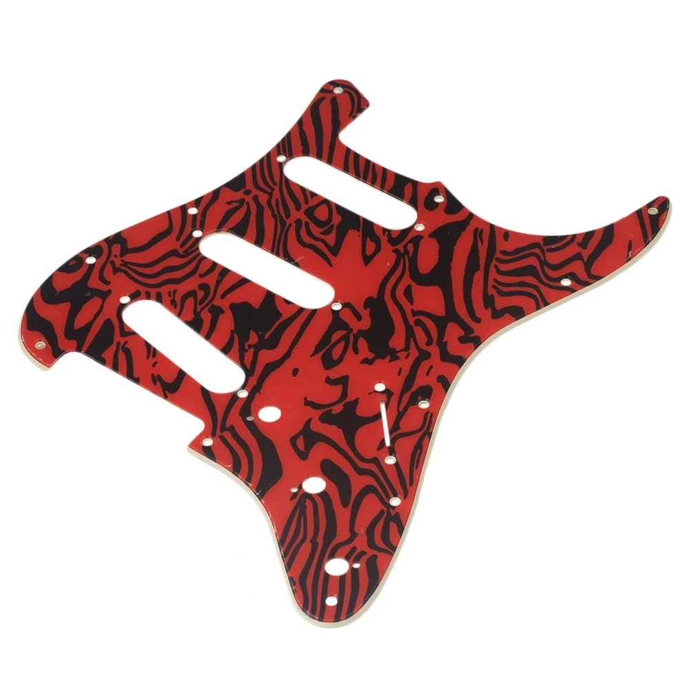 Красный и черный зебра пвх 11 отверстий музыкальный SSS электрогитара