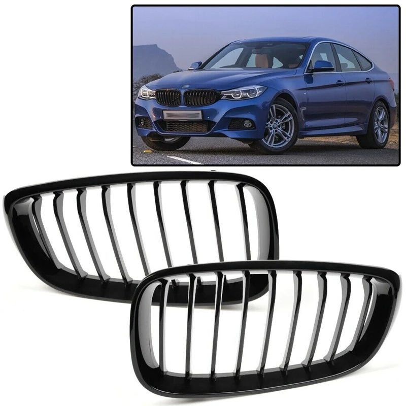 

Front Kidney Hood Grille Grill For-BMW F34 3 Series 328I 330I 335I 340I GT XDrive 2014-2019 Gloss Black