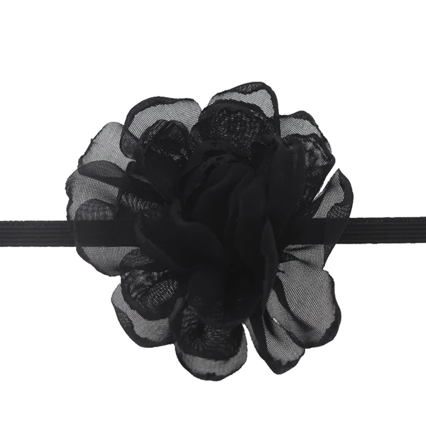 Черный baby headband Chiffon Flowers Headband girls Burning Edge Wedding Decoration DIY Wreath Headwear newborn girls hair Accessories - Цвет: Черный