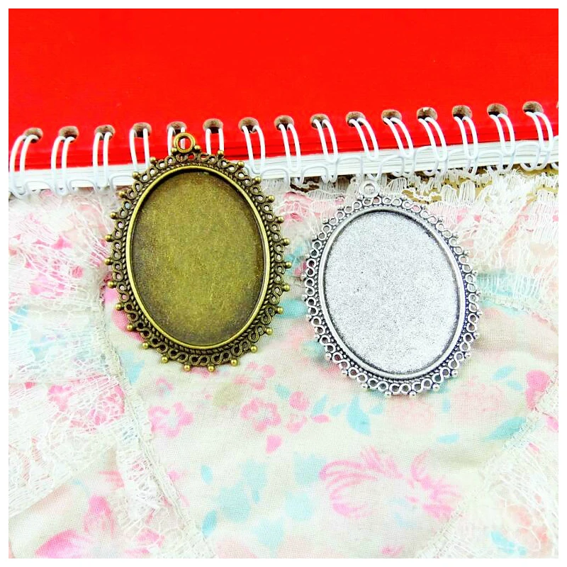 

10Pcs/Lot 30*40mm Diy Jewelry Making Base Pendant Setting Trays Bronze Antique Silver Plated Jewelry Finding