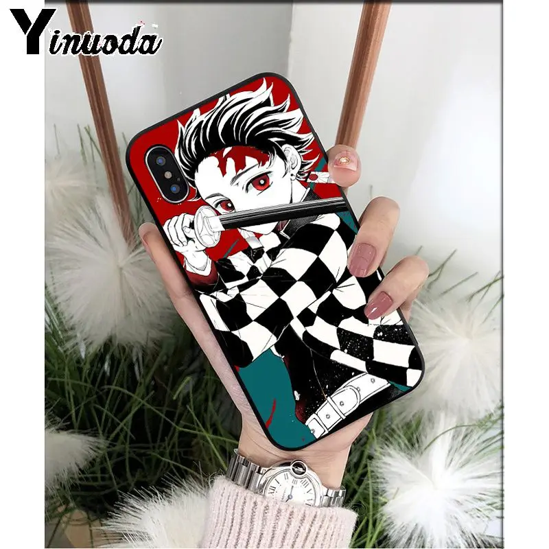 Yinuoda аниме Demon Slayer Kimetsu no Yaiba TPU мягкий черный чехол для телефона Apple iPhone 8 7 6 6S Plus X XS MAX 5 5S SE XR