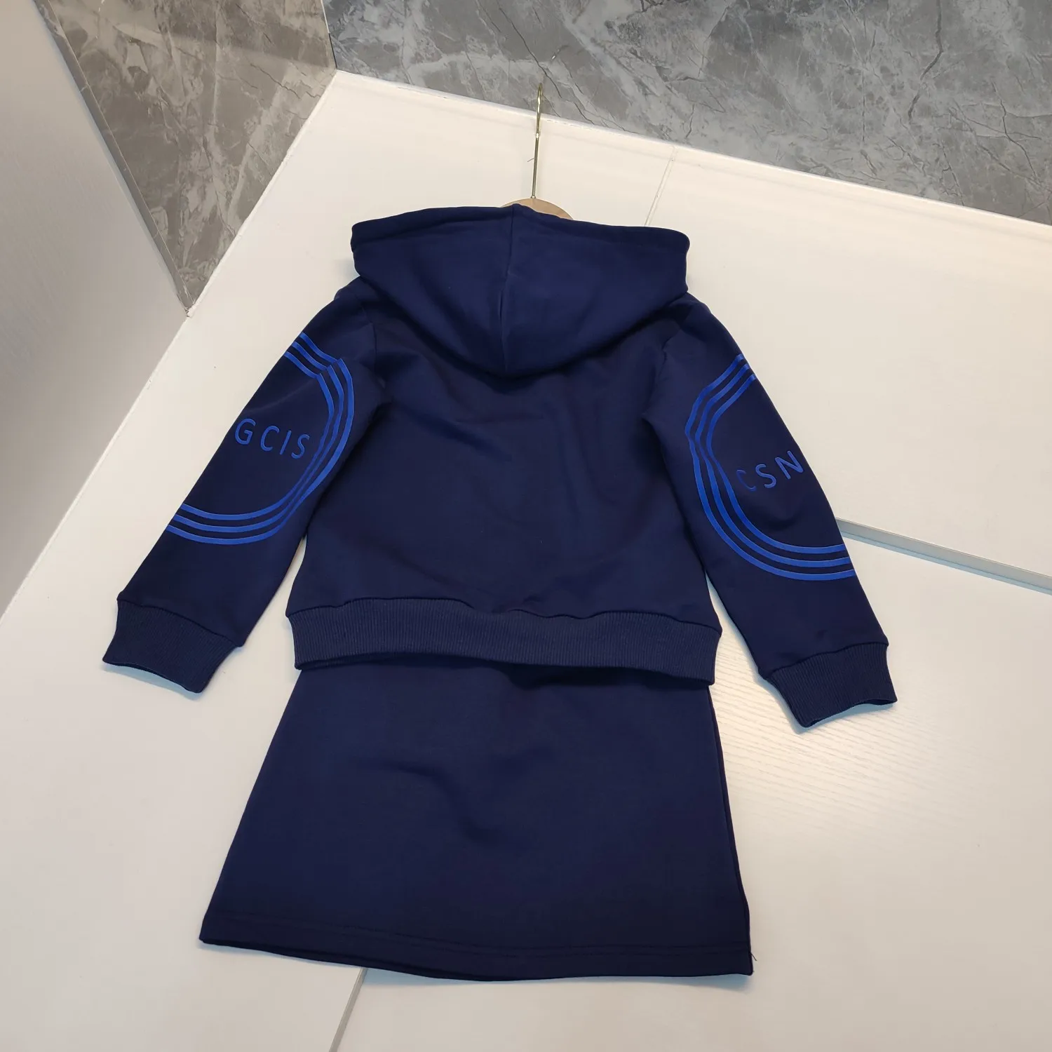 

Spring and autumn new long-sleeve jacket + short skirt pure cotton set