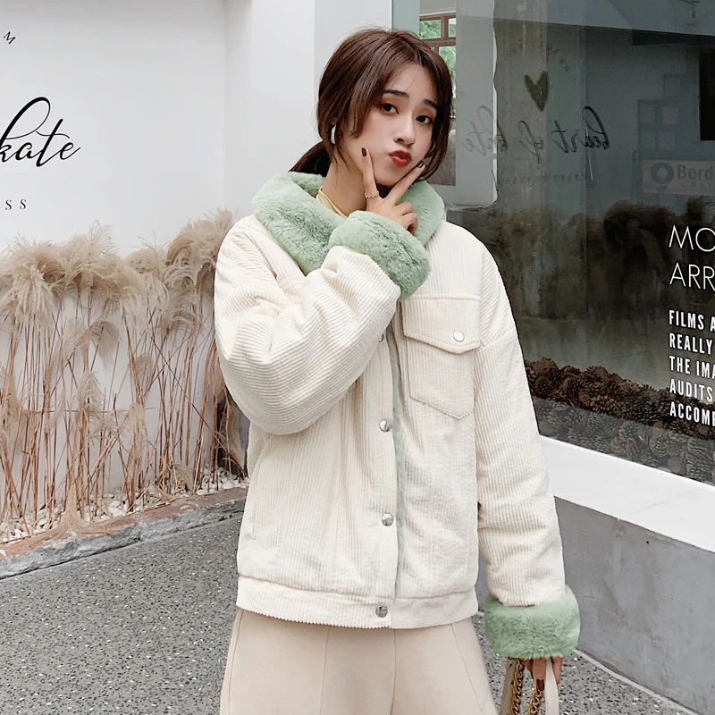 Модные женские туфли новая Толстая зимняя куртка из овечьей шерсти симпатичная