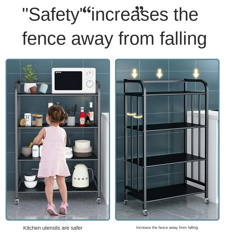 

Kitchen Storage Rack Floor Multi-Layer Simple Multi Layer Products Multi-Functional Mobile Microwave Storage Rack