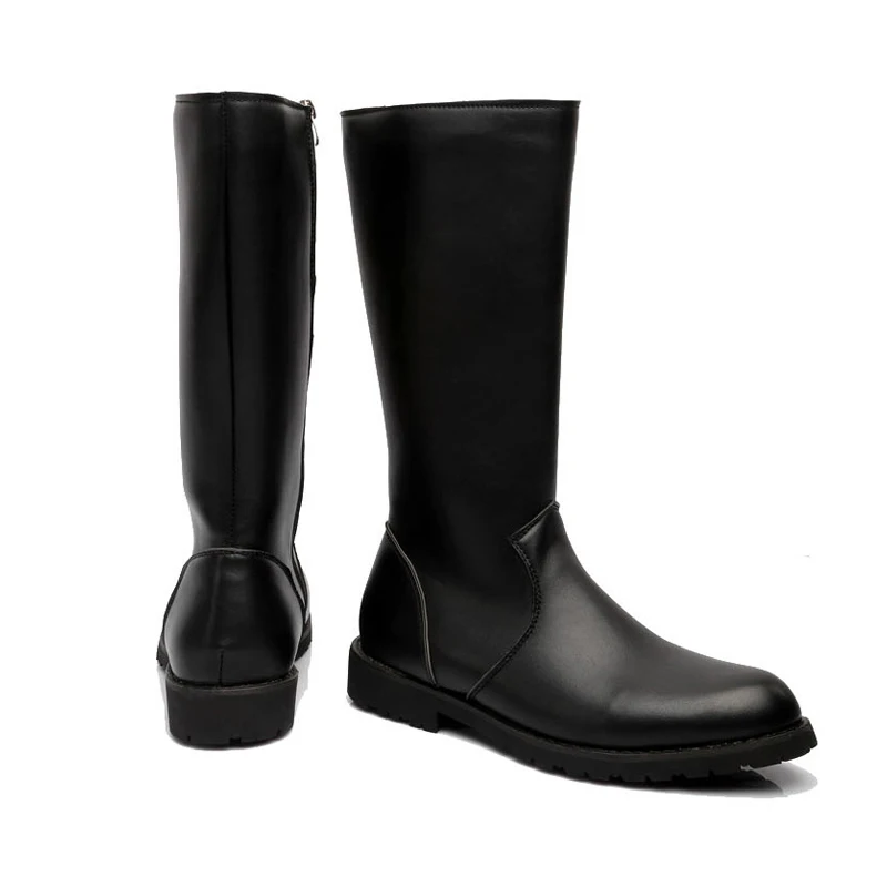 Ботинки Aleafalling мужские на низком каблуке классические кожаные сапоги молнии