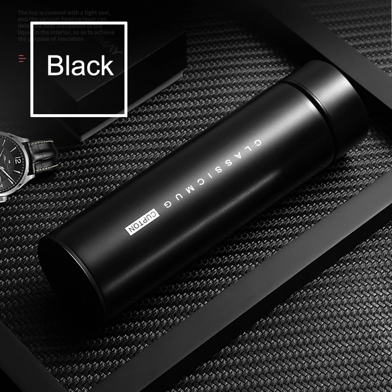 B-BLACK Термос из нержавеющей стали с температурным дисплеем, интеллектуальная термоизоляционная вакуумная колба, бутылка для воды Smart Termos - Цвет: B-BLACK