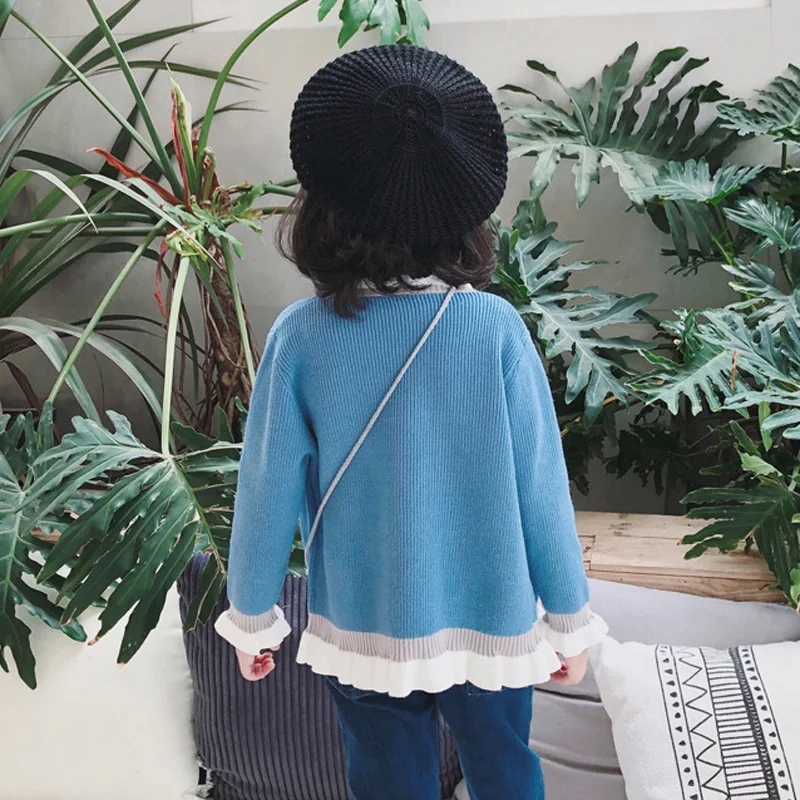 Повседневный Кардиган для девочек Осень-зима 2019 вязаные свитера маленьких