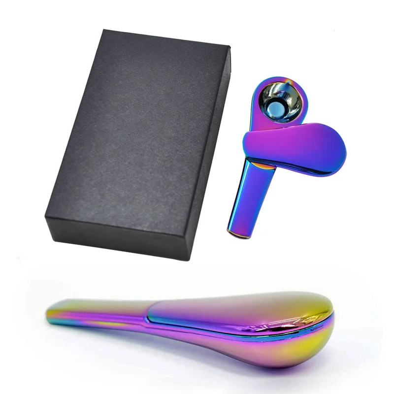 

1 Pc Metal Smoking Pipes Spoon Shaped Tobacco Pipe With Gift Box Packing Like A Whistle/Toy For Smokers Playing Dry Herb Weed