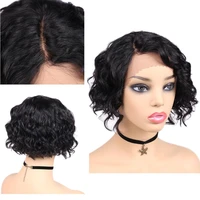 fave 100 human hair wigs for black women remy short brazilian natural wave wigs side part lace l part wig short black wavy hair