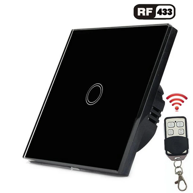 Black Switch with RC ЕС Стандартный беспроводной дистанционный светильник, 1 банда 2 банда 3 банда RF433 дистанционный настенный сенсорный переключатель для умного дома, переключатель s - Цвет: Black Switch with RC