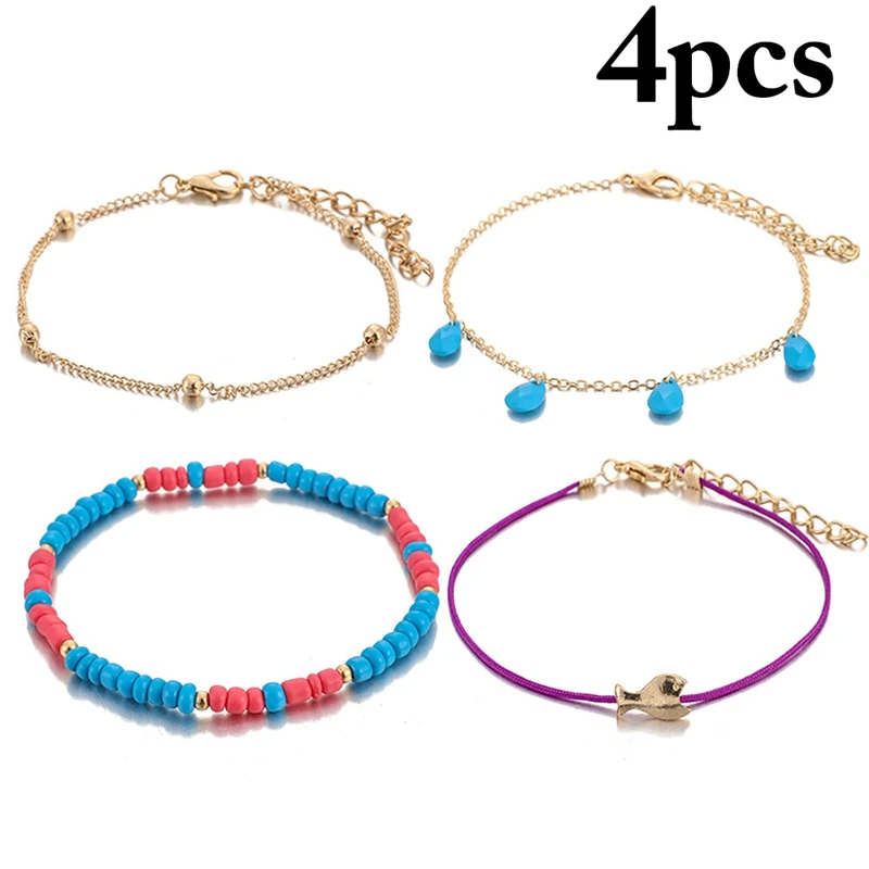 Женский разноцветный Пляжный браслет на лодыжку летняя пляжная цепочка ногу