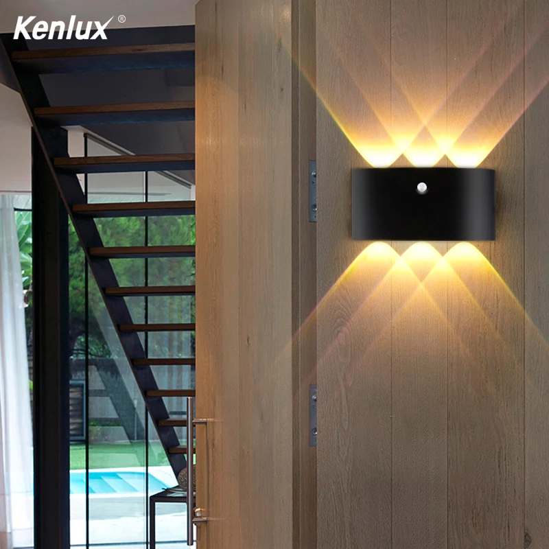 Крытый Открытый водонепроницаемый IP65 PIR сенсор настенный светильник алюминиевый