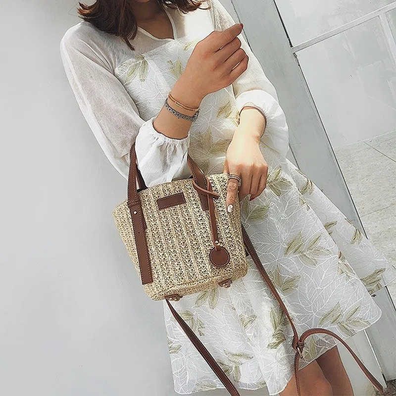 Women Straw Shoulder Bag Vintage Bags Mini Messenger Beach Casual Wicker | Багаж и сумки