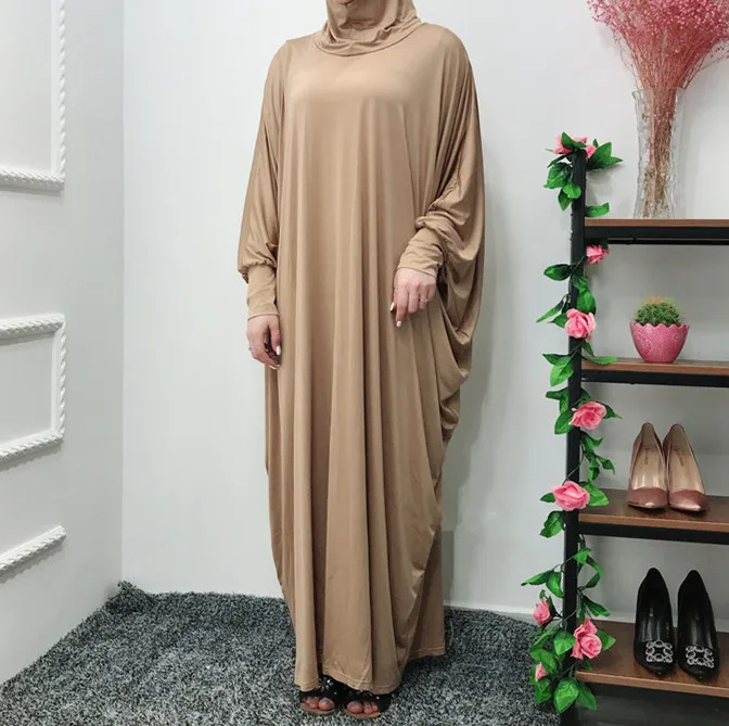 2021 Ramadan Muslim Arab Women Hijab Long Dress Batwing Sleeve Abaya Islam Prayer Robe Kaftan Jilbab Arabic Solid Color