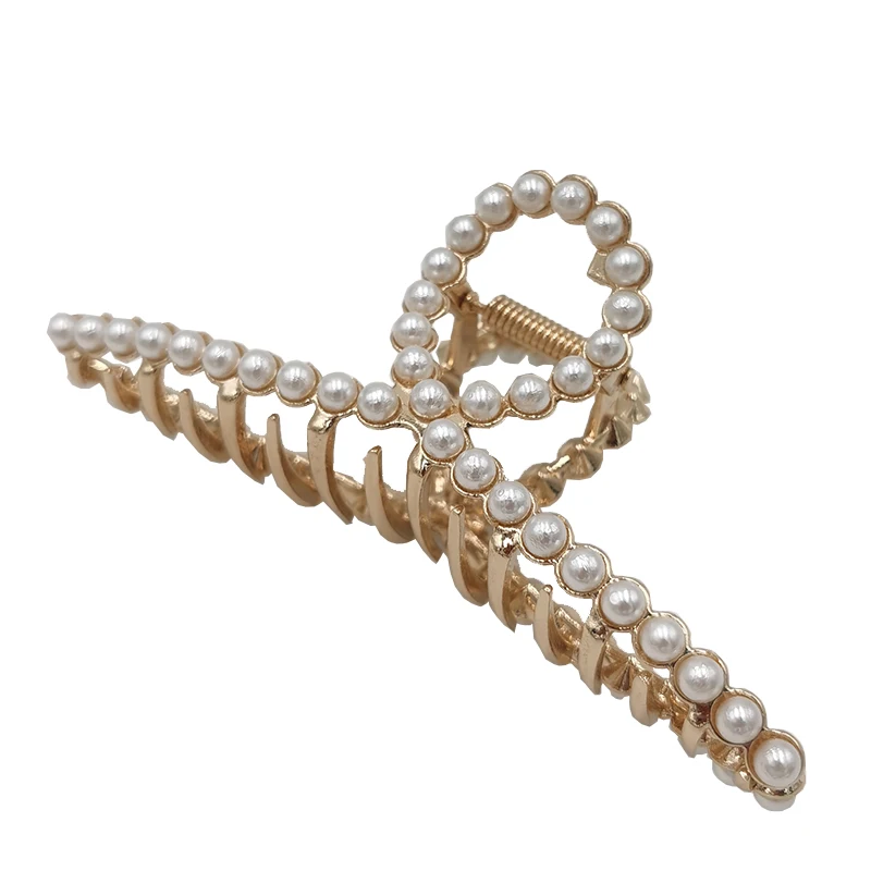 

Large Metal Hair Claw Clips Non-slip Hair Catch for Women Girls Hair Barrette Vintage Metal Rhinestone Faux Pearl Hair Jaw Clip