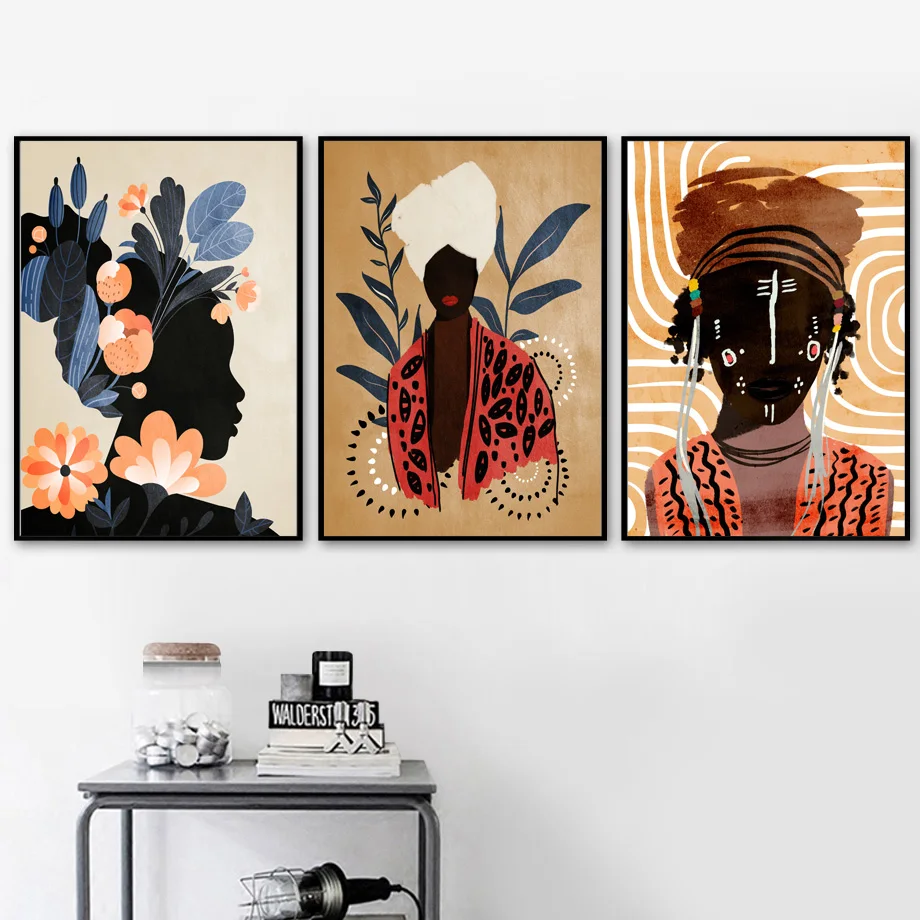 

Wall Art Canvas Painting Africa National Style Girl Abstract Nordic Posters And Wall Pictures For Living Room Salon Club No Fram