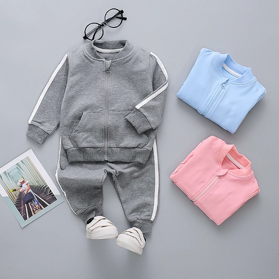 

Infant Baby Boys Girls Clothes Set Zipper Tops+Pants 2 PCS Tracksuits Cotton Suits Costume Toddler Children Casual Clothes