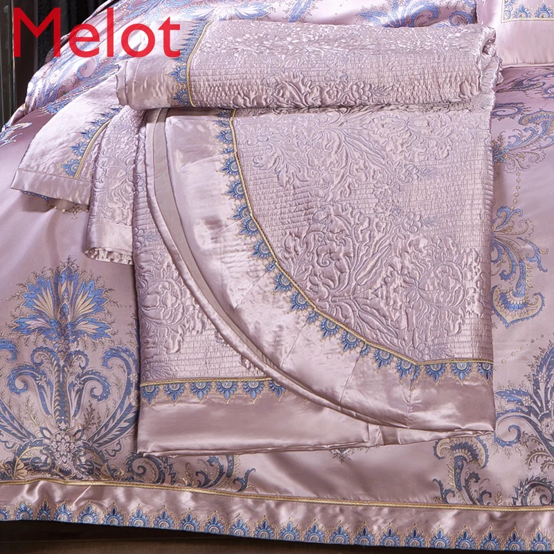 

High-End Silk Embroidery Bed Cover Mulberry Silk Eight-Piece Set Luxury Bedding Sets Comforter Bedding Sets King