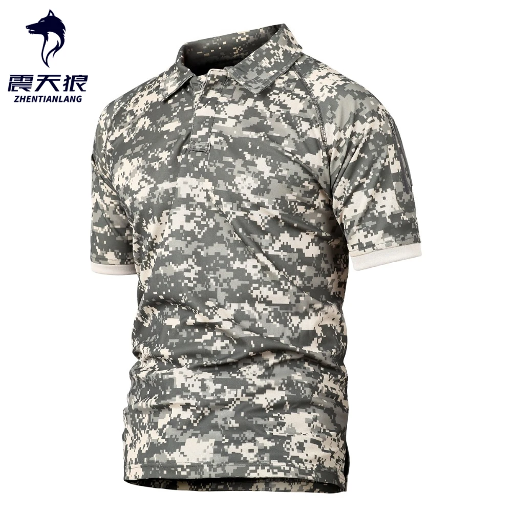 Мужская тактическая рубашка поло армейская камуфляжная рубашка-поло дышащая