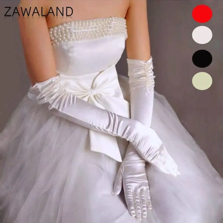

Zawaland Extended Elbow Gloves Double-Row Beaded Glove Sun Protection Sleeves Dress Mittens Clothing Accessories for Party