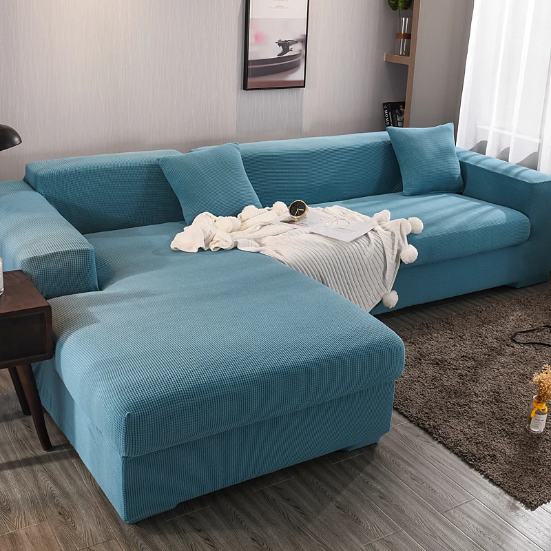 Однотонные флисовые эластичные Чехлы для дивана из спандекса и бархата