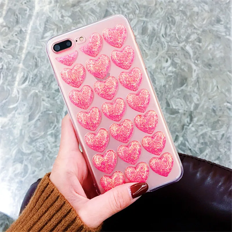 Силиконовый чехол для iPhone 5 6 6S 7 8 Plus X мягкий телефона с блестками | Мобильные