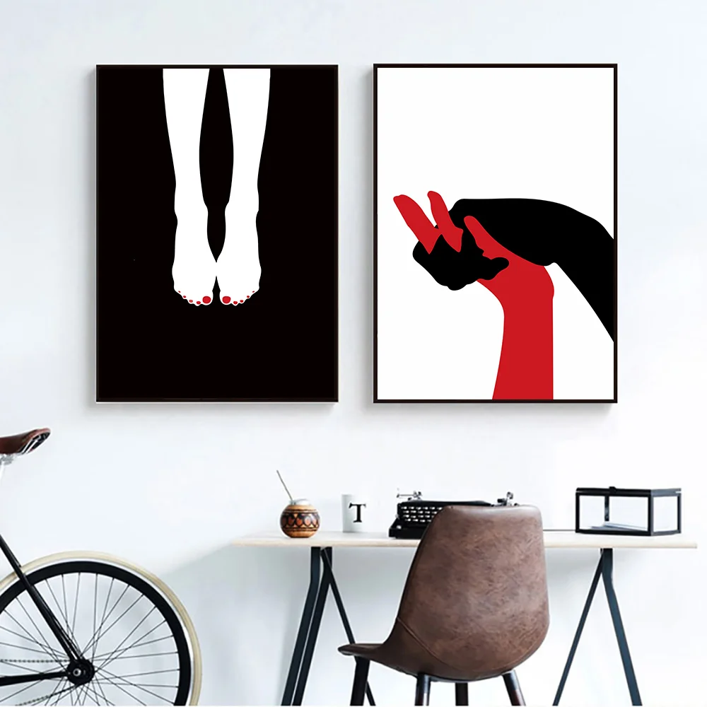 

Wall Art Canvas Painting Black Hands And Feet Nordic Posters And Prints Abstract Painting Prints Decorative Home Decor