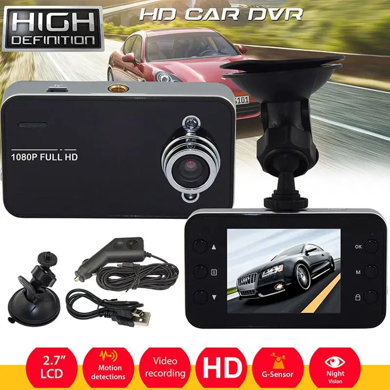Premium Driving Video Recorder Portable Car Dvr Camera K6000 Hd 1080p 140° Wide Angle With Lamp Night Vision Car Surveillance