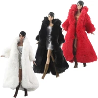 16 doll clothes long fashion fur winter parka gold silver dress for barbie clothes set coat dresses 16 bjd dolls accessories