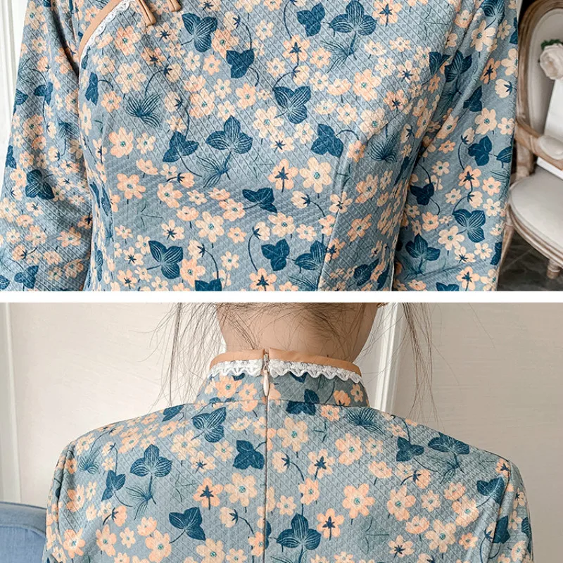 

2021 Plus Size 3XL 4XL Party Casual Floral Qipao Traditional Chinese Clothing Vintage Modern Improved Cheongsam Dress for Women