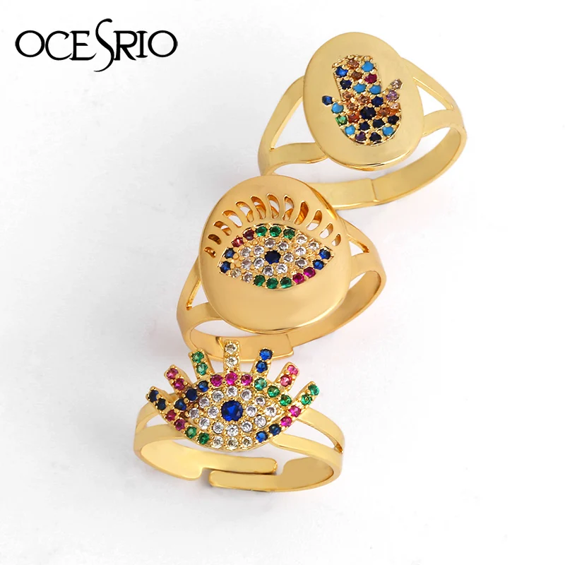 Классическое кольцо сглаза регулируемое открытое женское золотое заполненное