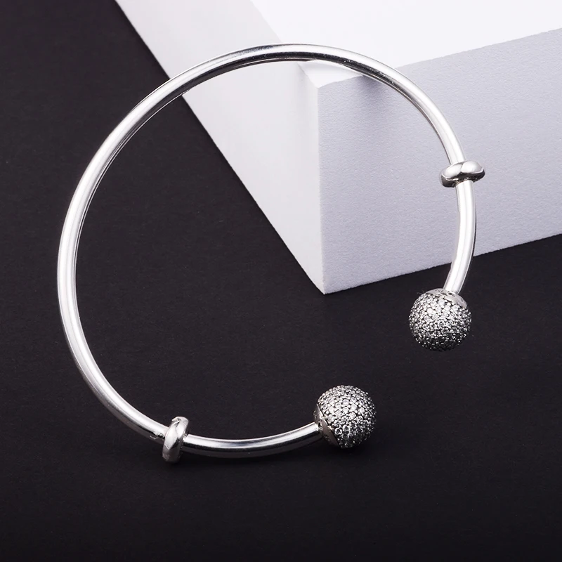 925 стерлингового серебра браслет с прозрачными камнями шапки подходит Подвески